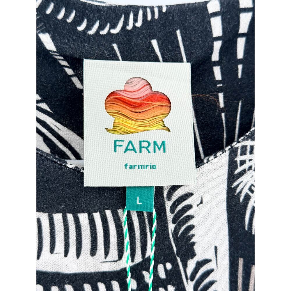 NWT FARM Rio Ruta Colorblock Ruffled Hem Mini Dress Black White Womens Large - Picture 4 of 6
